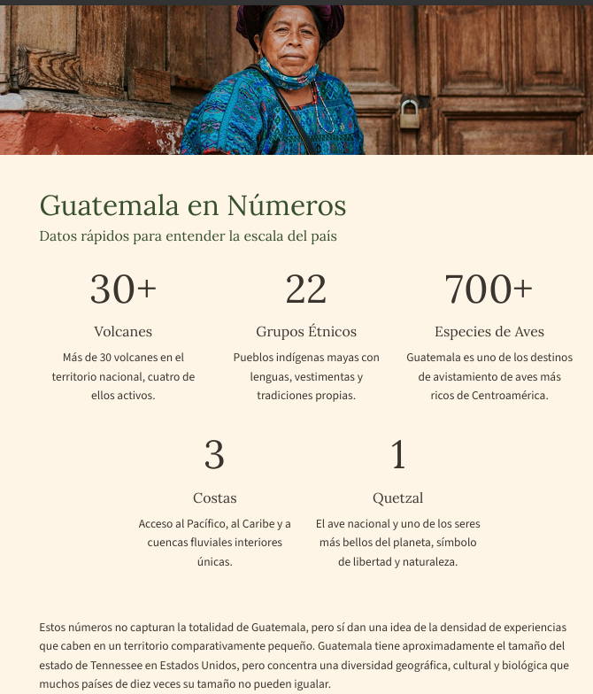 Página del ebook con datos y cifras sobre Guatemala